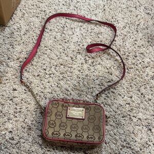 Michael Kors Tan and Red Crossbody Bag